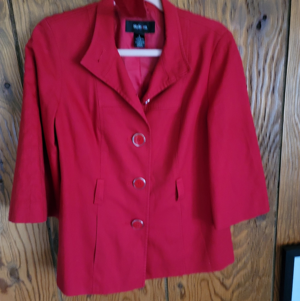 Style & Co belted red jacket, size small